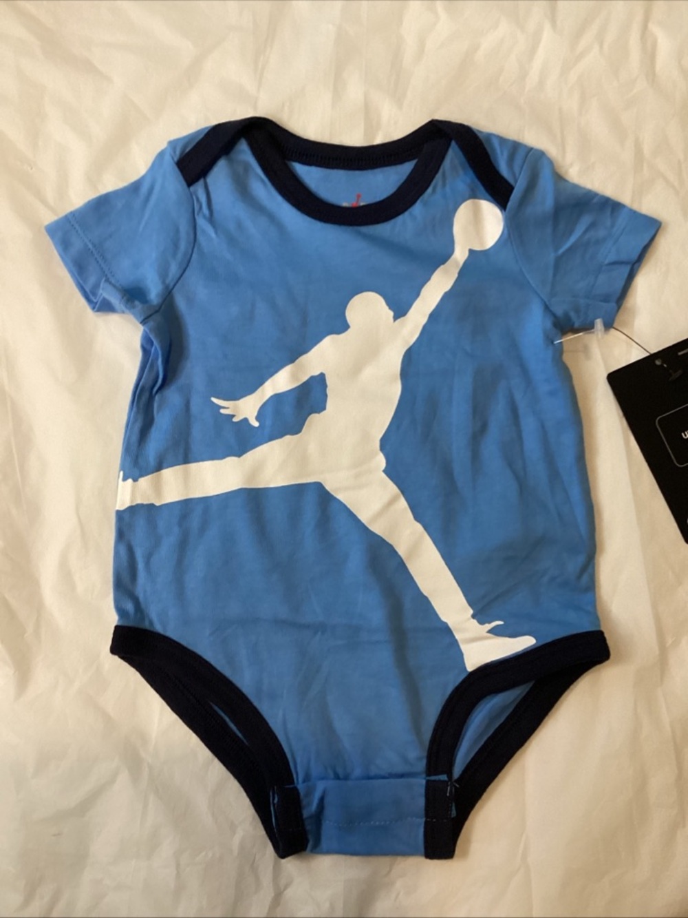 Jordan Blue Bodysuit with White Jumpman and Navy Trim